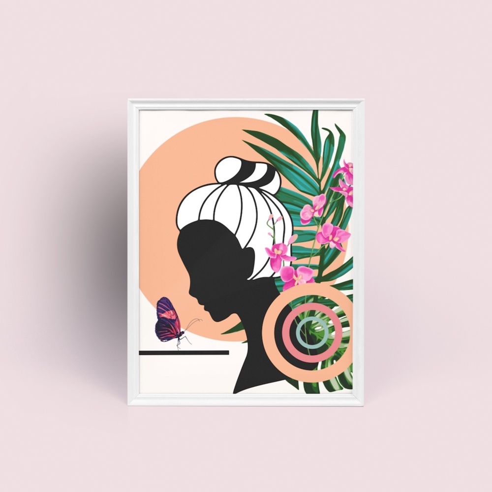 Modern Wall Art Print Butterfly Girl Unframed - Picture 8 of 15